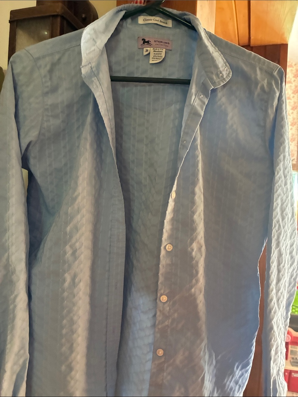 Men's Light Blue Textured Button-Up Shirt